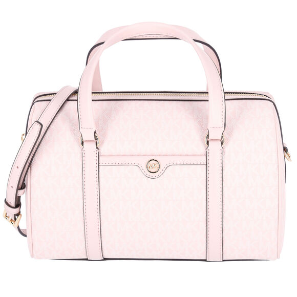Michael Kors Medium Duffle Bag Satchel Light Powder Blush Pink MK Signature - Picture 2 of 6